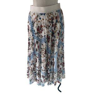 Aritzia Wilfred Womens Skirt Size M Multicolor Midi Pleated Chiffon Elastic Wais